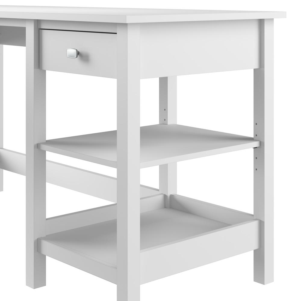 Broadview 60W L Shaped Computer Desk with Storage in Pure White. Picture 8