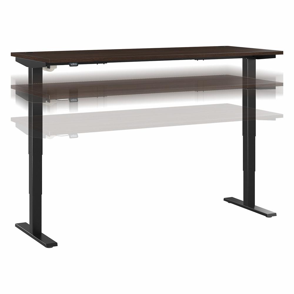 Move 40 Series by Bush Business Furniture 72W x 30D Electric Height Adjustable Standing Desk Black Walnut/Black Powder Coat. Picture 1