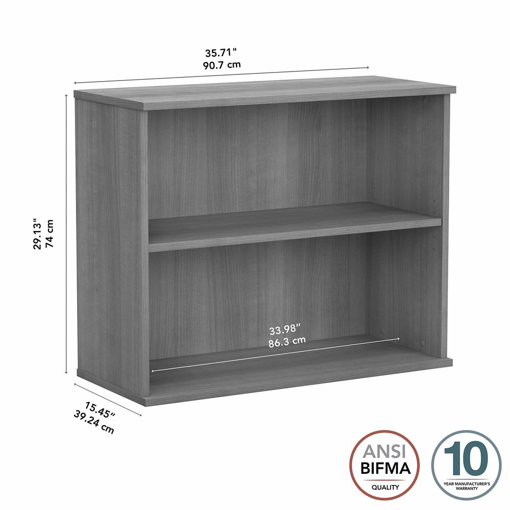 Bush Business Furniture Small 2 Shelf Bookcase - Platinum Gray. Picture 7