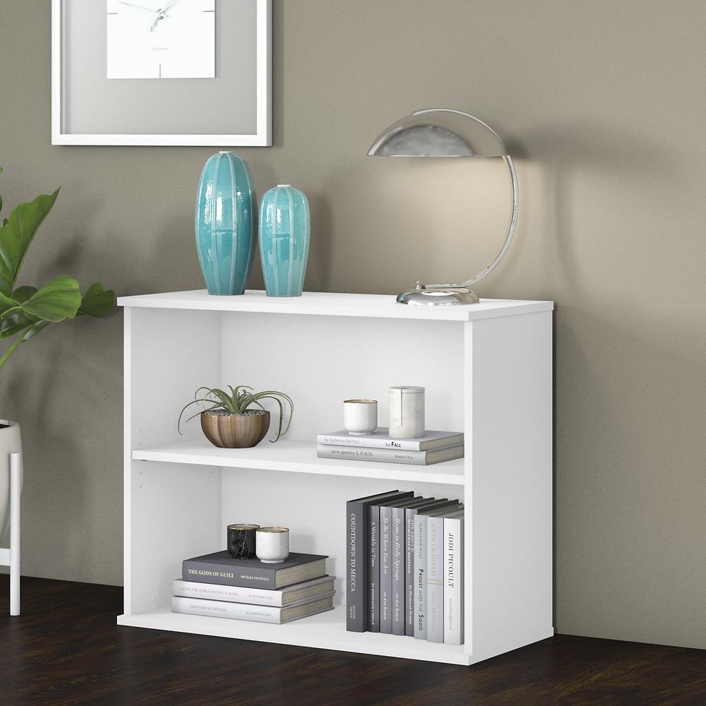 Bush Business Furniture Small 2 Shelf Bookcase - White. Picture 2