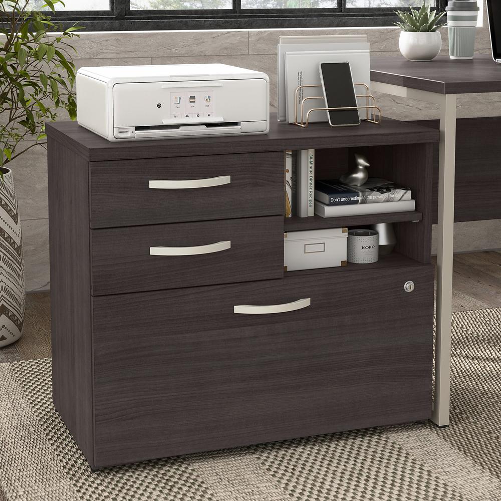 Bush Business Furniture Hybrid Office Storage Cabinet with Drawers and Shelves - Storm Gray. Picture 2