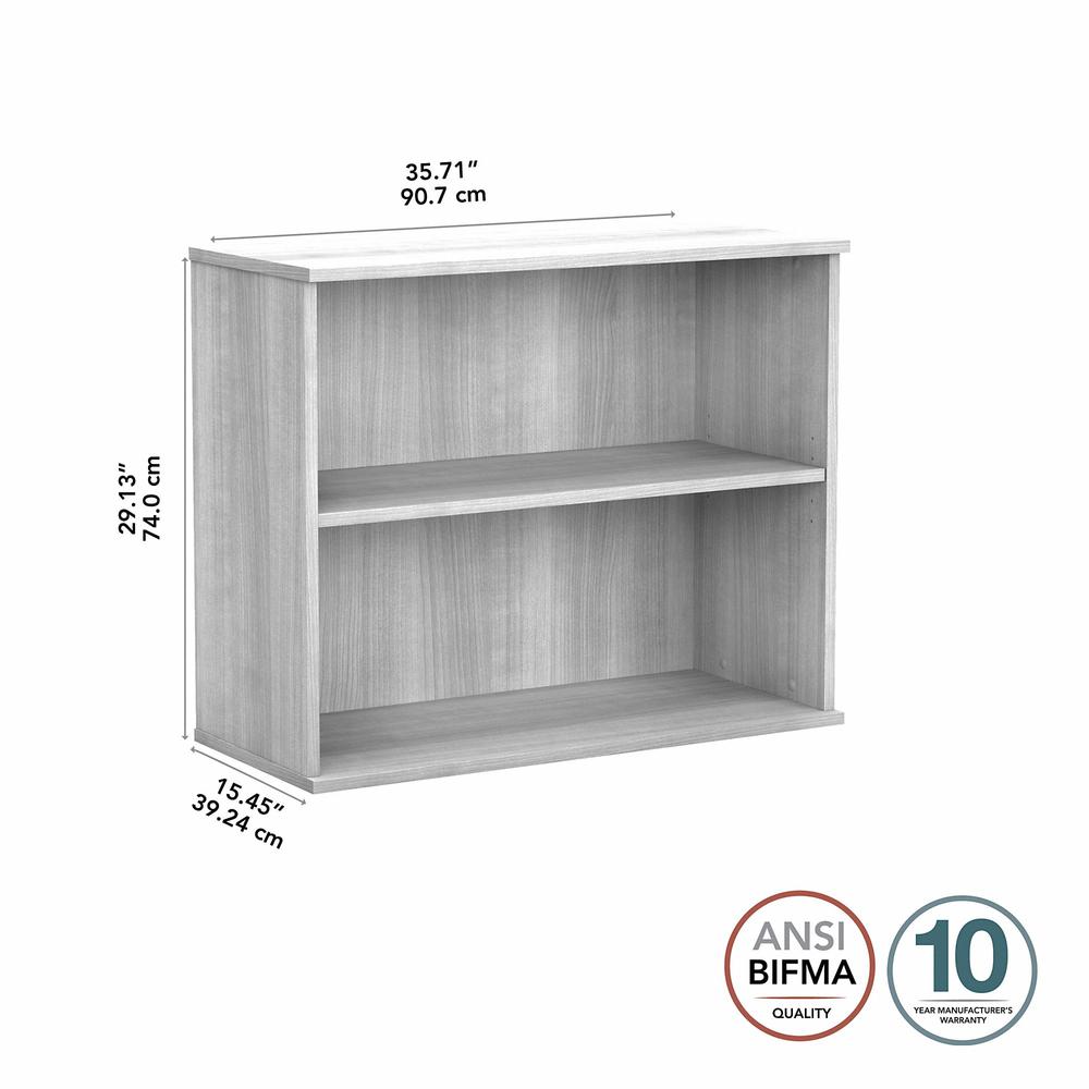 Bush Business Furniture Hybrid Small 2 Shelf Bookcase - Platinum Gray. Picture 5