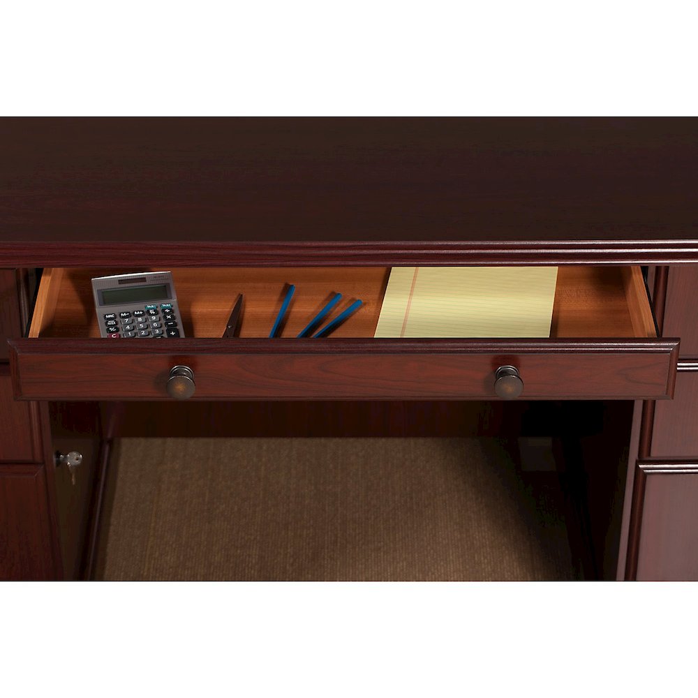 kathy ireland® Home by Bush Furniture Bennington Manager's Desk, Lateral File Cabinet and Bookcase. Picture 4