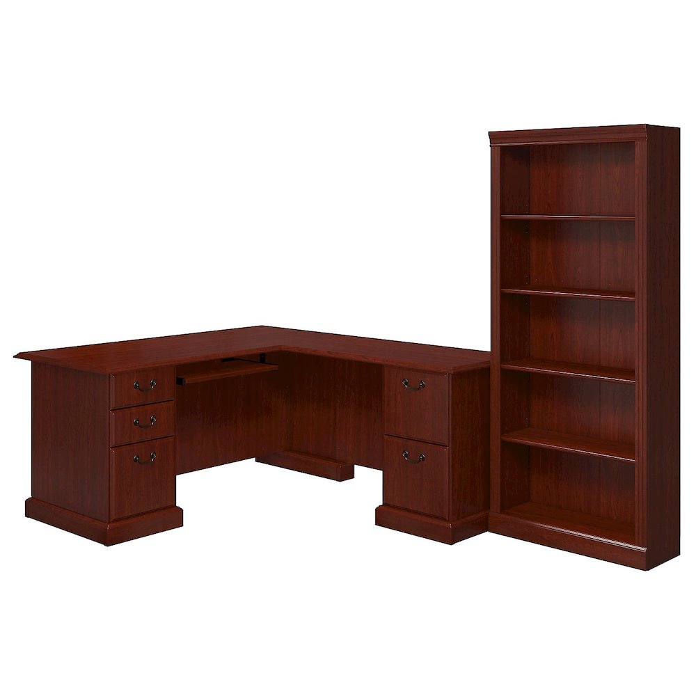 kathy ireland® Home by Bush Furniture Bennington L Shaped Desk and Bookcase. Picture 1