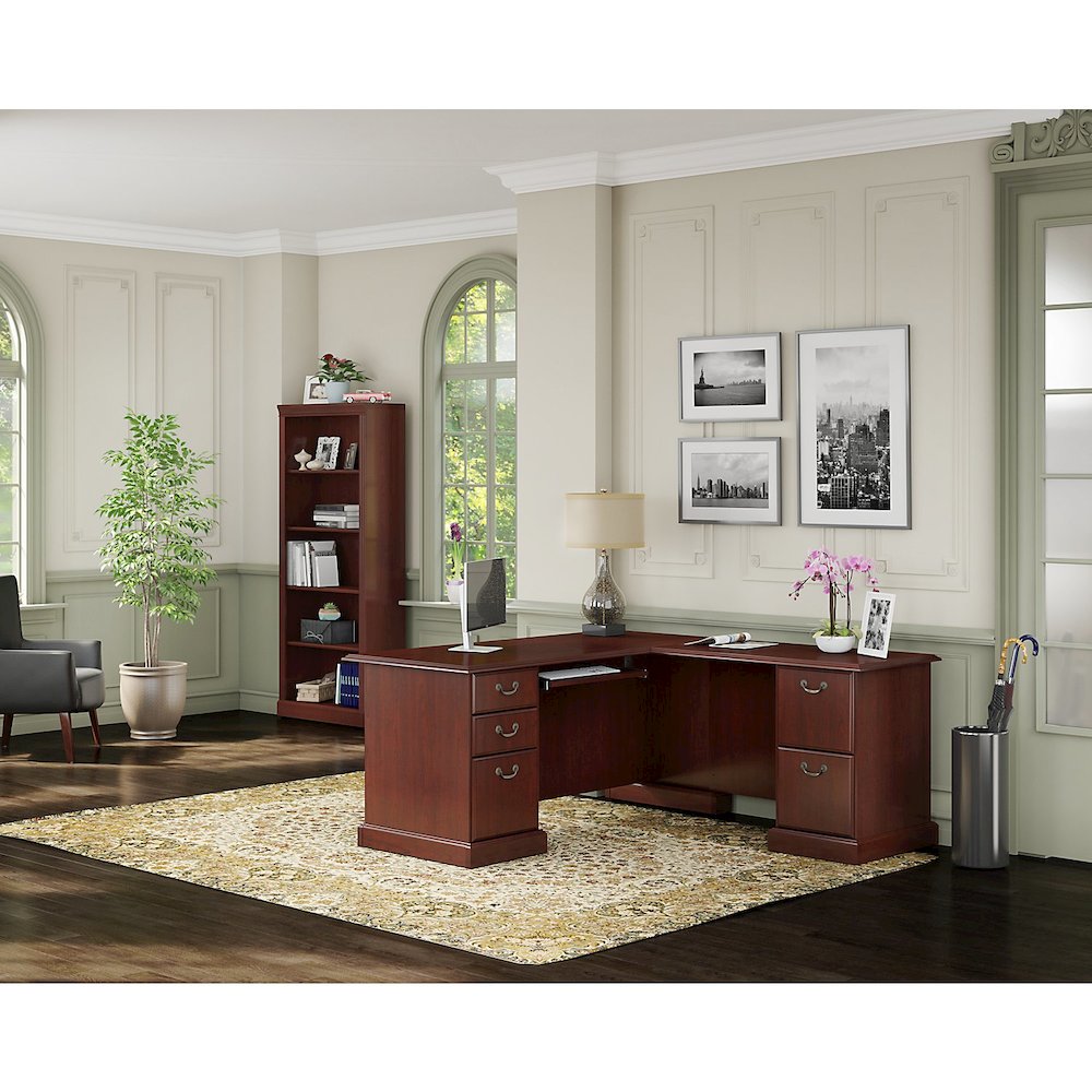 kathy ireland® Home by Bush Furniture Bennington L Shaped Desk and Bookcase. Picture 2