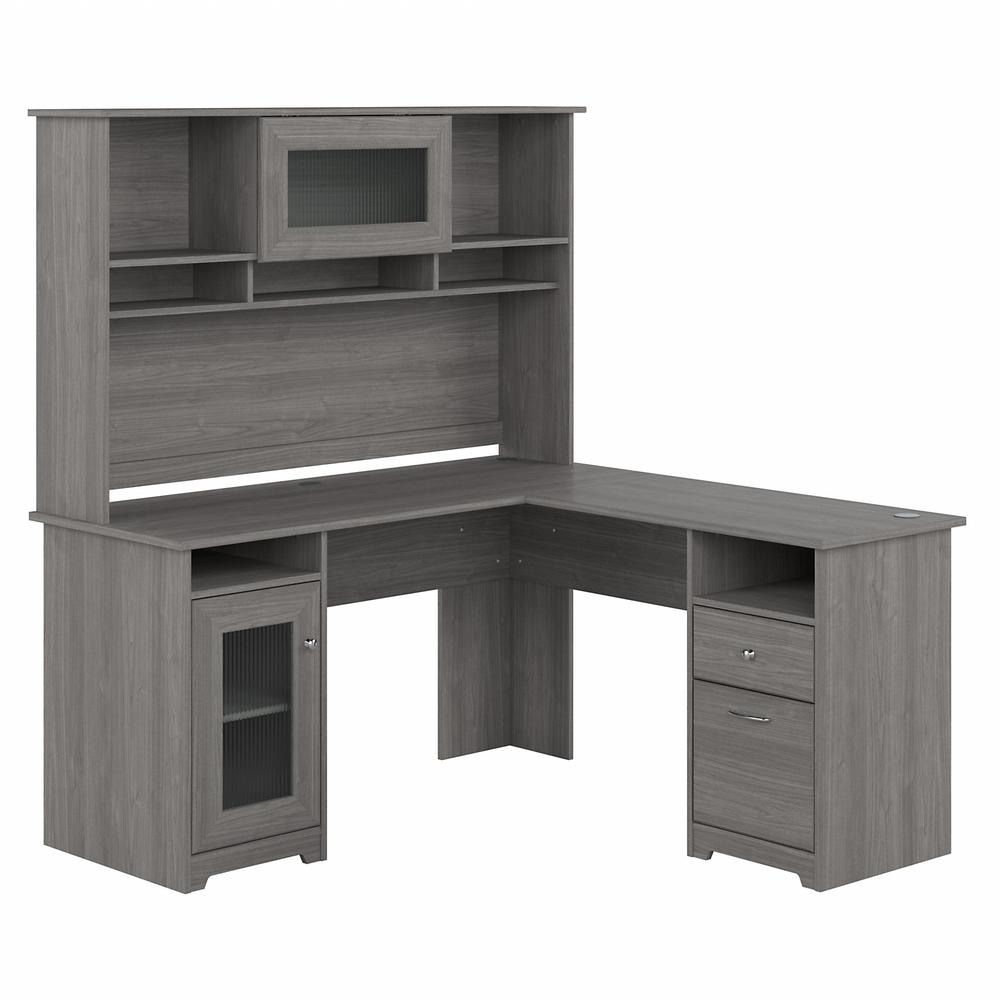 Bush Furniture Cabot 60W L Shaped Computer Desk with Hutch and Storage, Modern Gray. Picture 1