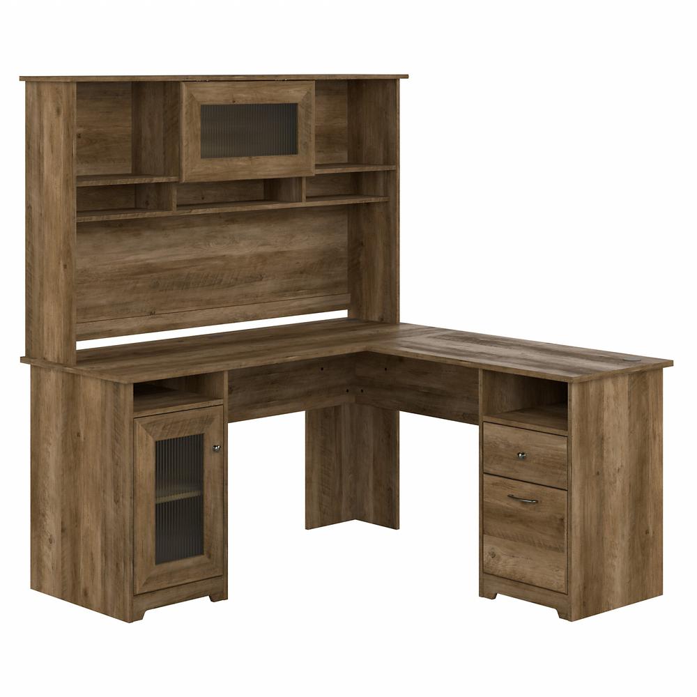 Bush Furniture Cabot 60W L Shaped Computer Desk with Hutch and Storage, Reclaimed Pine. Picture 1