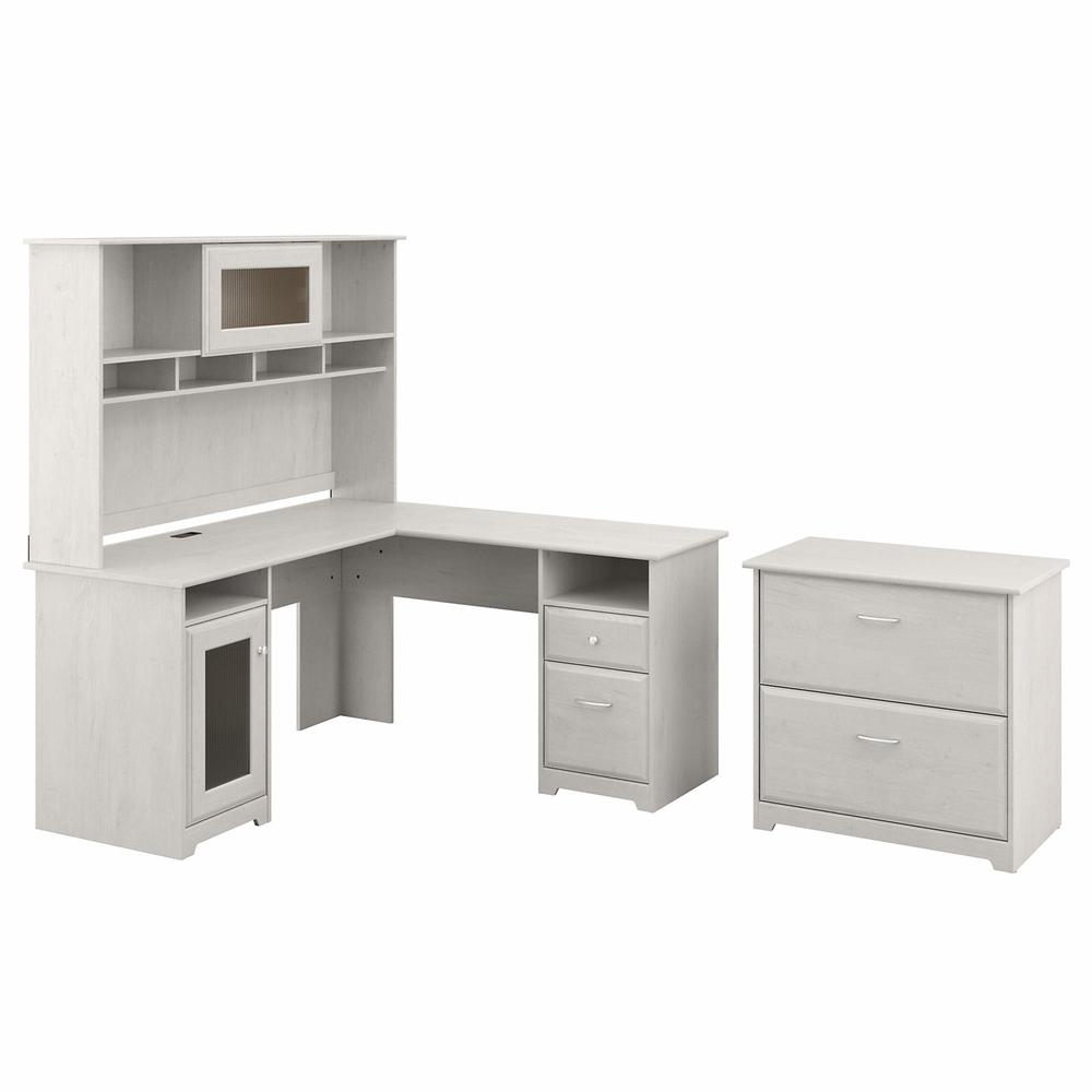 Bush Furniture Cabot 60W L Shaped Computer Desk with Hutch & Lateral File Cabinet. Picture 1