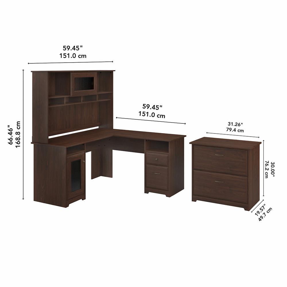 Bush Furniture Cabot 60W L Shaped - Computer Desk with Hutch and Lateral File Cabinet. Picture 6