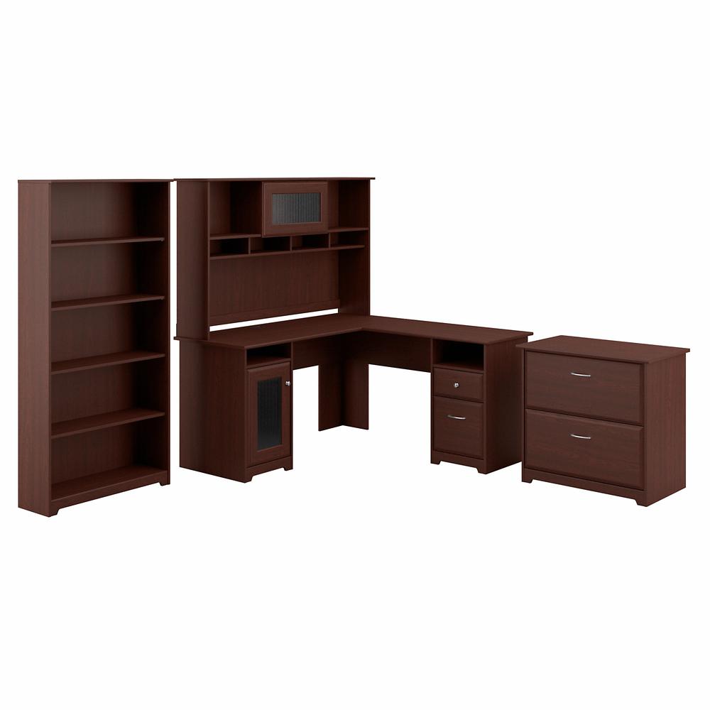 Bush Furniture Cabot L Shaped Desk With Hutch Lateral File Cabinet And Shelf Bookcase