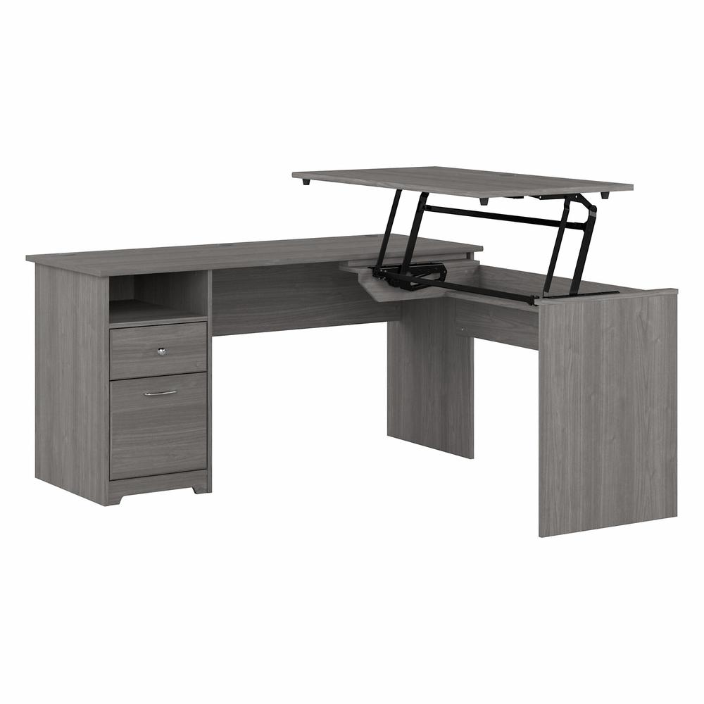 Bush Furniture Cabot 60W 3 Position Sit to Stand L Shaped Desk, Modern Gray. Picture 1