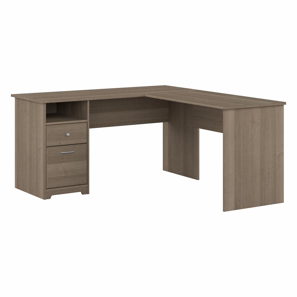 Bush Furniture Cabot 60W L Shaped Computer Desk with Drawers, Ash Gray. Picture 1