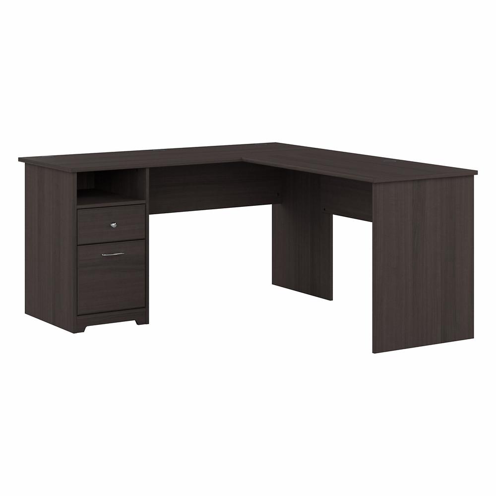Bush Furniture Cabot 60W L Shaped Computer Desk with Drawers, Heather Gray. Picture 1