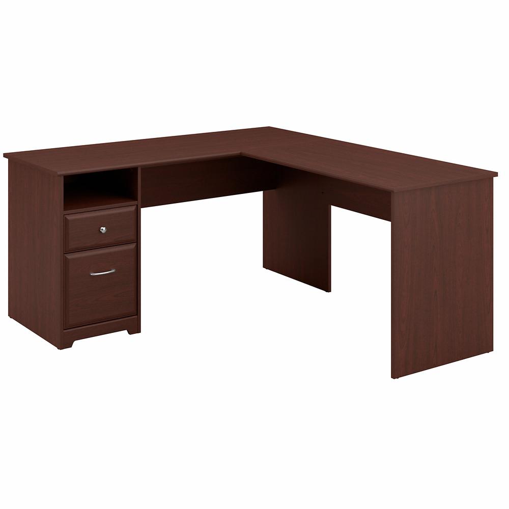 Bush Furniture Cabot 60W L Shaped Computer Desk with Drawers, Harvest Cherry. Picture 1