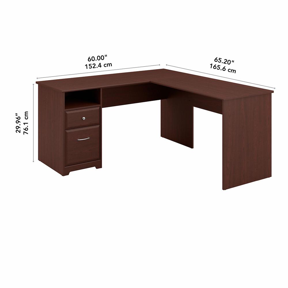 Bush Furniture Cabot 60W L Shaped Computer Desk with Drawers, Harvest Cherry. Picture 5
