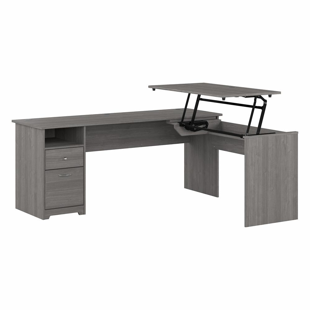 Bush Furniture Cabot 72W 3 Position Sit to Stand L Shaped Desk, Modern Gray. Picture 1