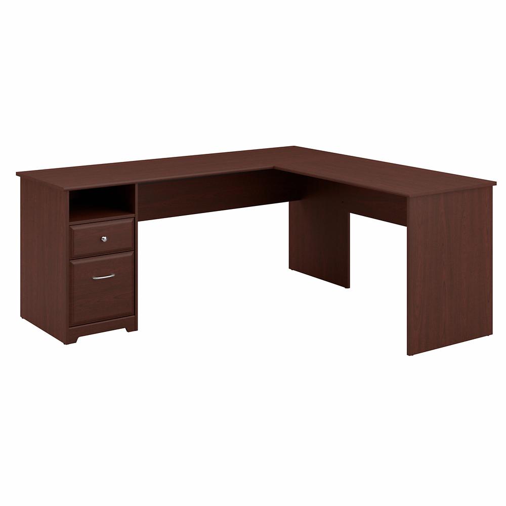 Bush Furniture Cabot 72W L Shaped Computer Desk with Drawers, Harvest Cherry. Picture 1