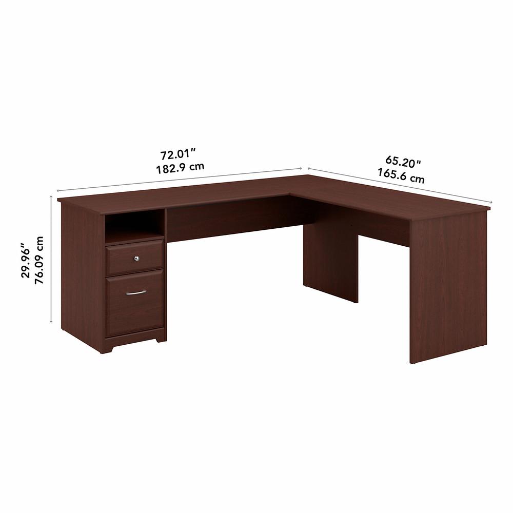 Bush Furniture Cabot 72W L Shaped Computer Desk with Drawers, Harvest Cherry. Picture 5