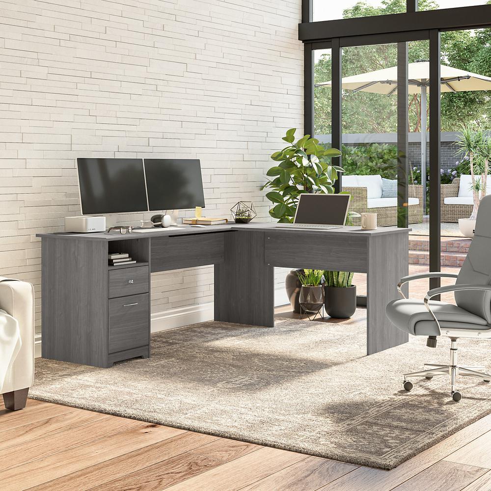 Bush Furniture Cabot 72W L Shaped Computer Desk with Drawers, Modern Gray. Picture 3