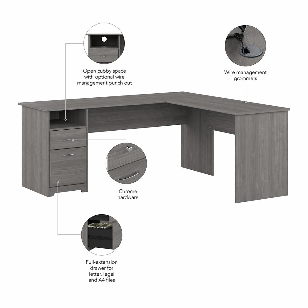 Bush Furniture Cabot 72W L Shaped Computer Desk with Drawers, Modern Gray. Picture 2