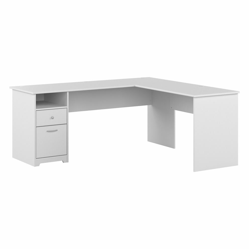 Bush Furniture Cabot 72W L Shaped Computer Desk with Drawers, White. Picture 1