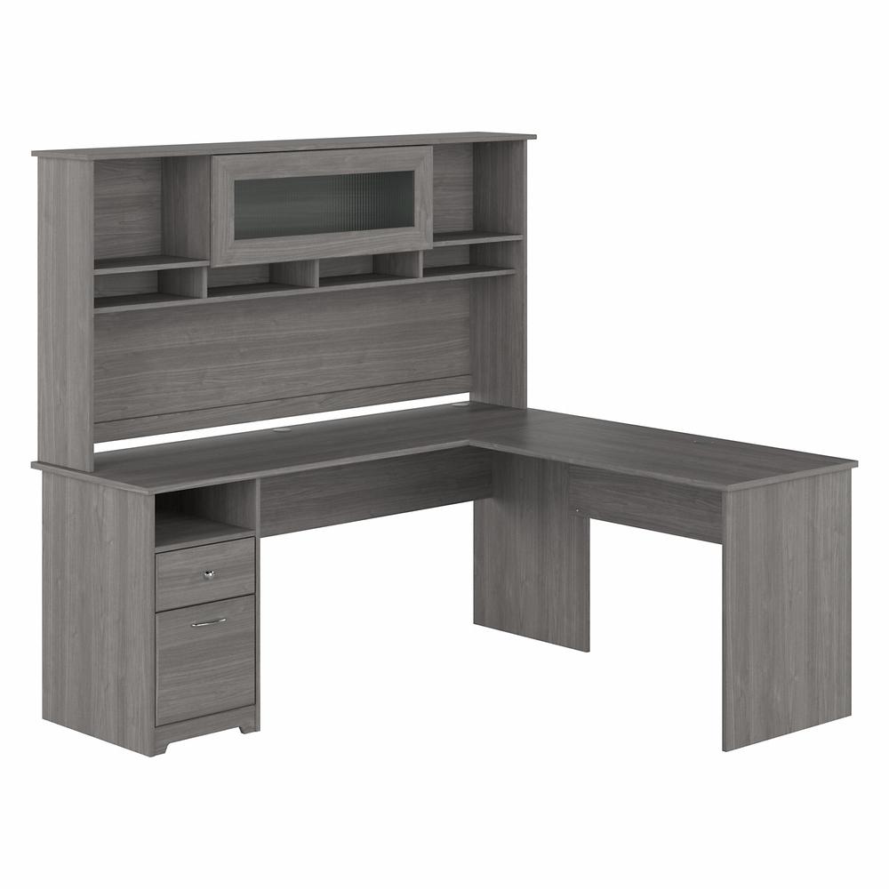 Bush Furniture Cabot 72W L Shaped Computer Desk with Hutch and Drawers, Modern Gray. Picture 1