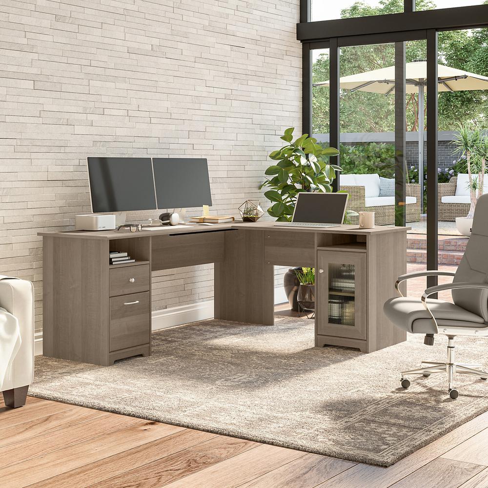 Bush Furniture Cabot 72W L Shaped Computer Desk with Storage, Ash Gray. Picture 2