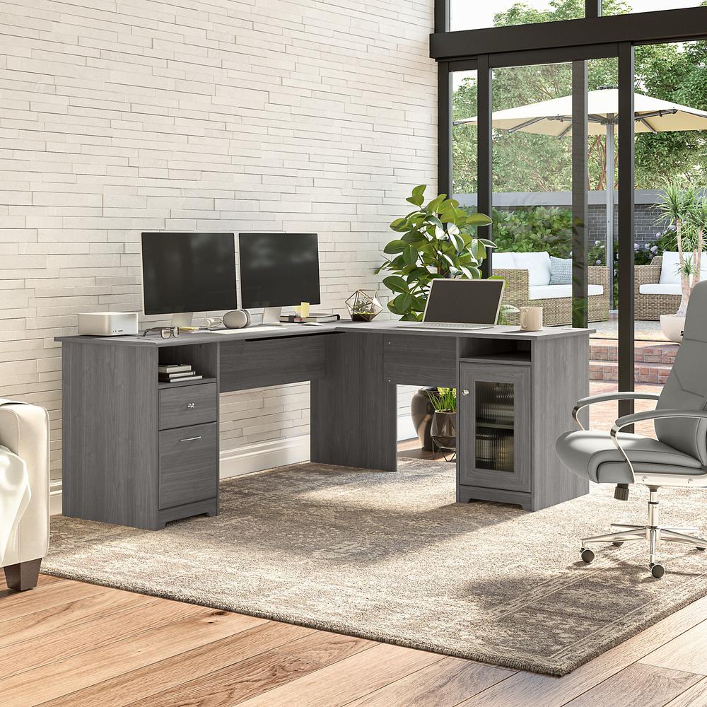 Bush Furniture Cabot 72W L Shaped Computer Desk with Storage, Modern Gray. Picture 2