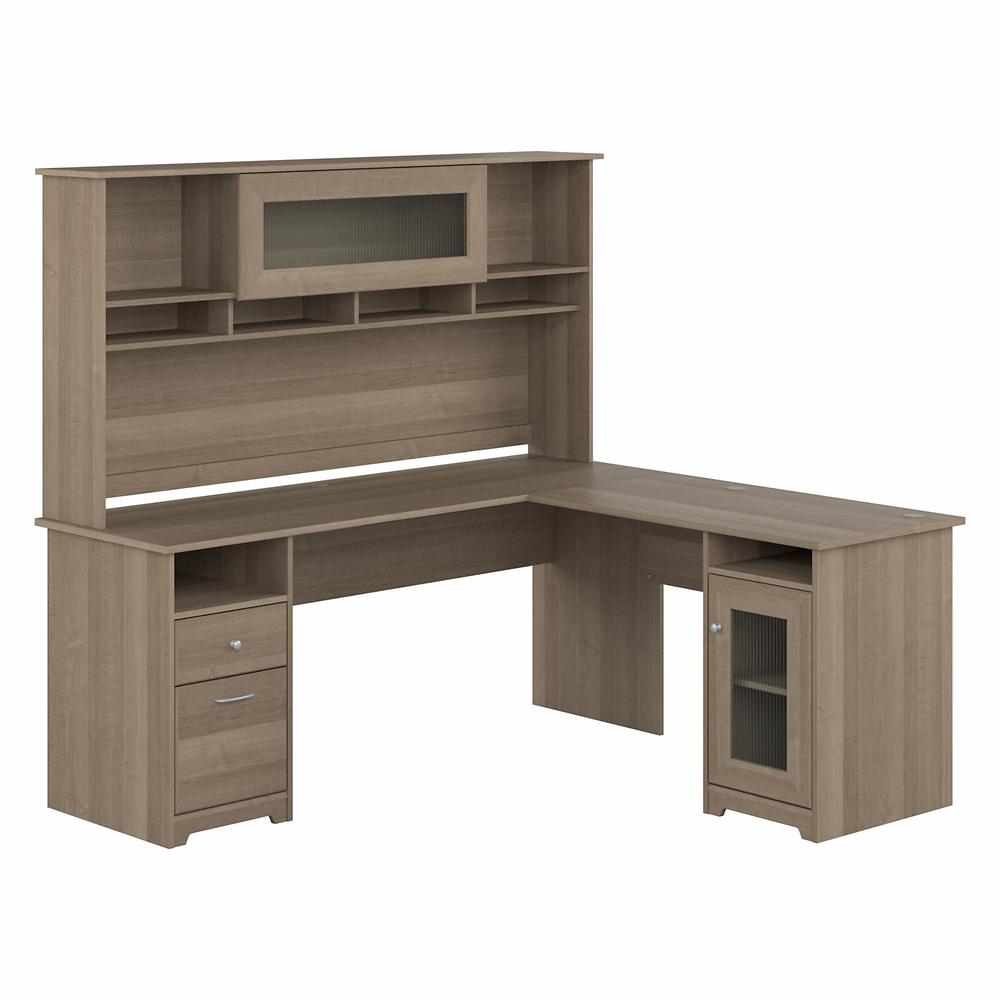 Bush Furniture Cabot 72W L Shaped Computer Desk with Hutch and Storage, Ash Gray. Picture 1