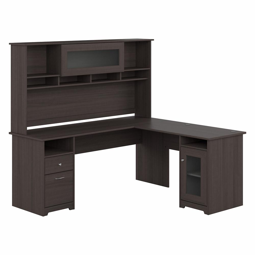 Bush Furniture Cabot 72W L Shaped Computer Desk with Hutch and Storage, Heather Gray. Picture 1