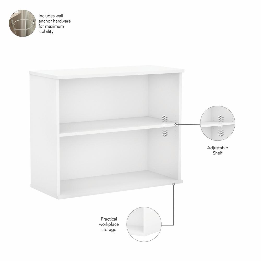 Bush Business Furniture Hybrid Small 2 Shelf Bookcase - White. Picture 3