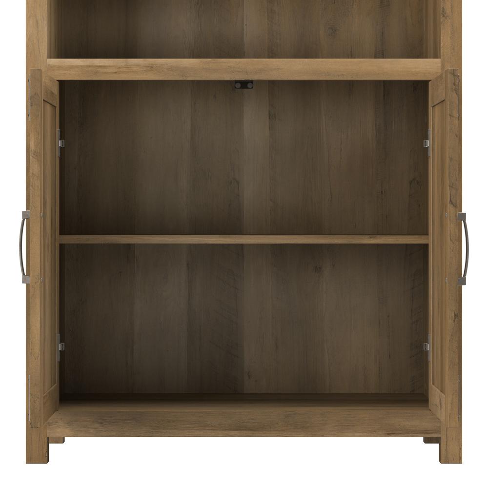 Knoxville Tall 5 Shelf Bookcase with Doors in Reclaimed Pine. Picture 7
