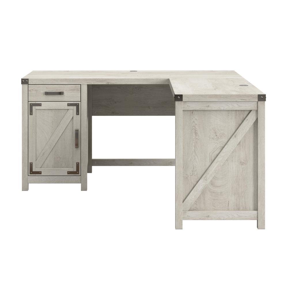 Knoxville 60W L Shaped Desk with Drawer and Storage Cabinet in Cottage White. Picture 2