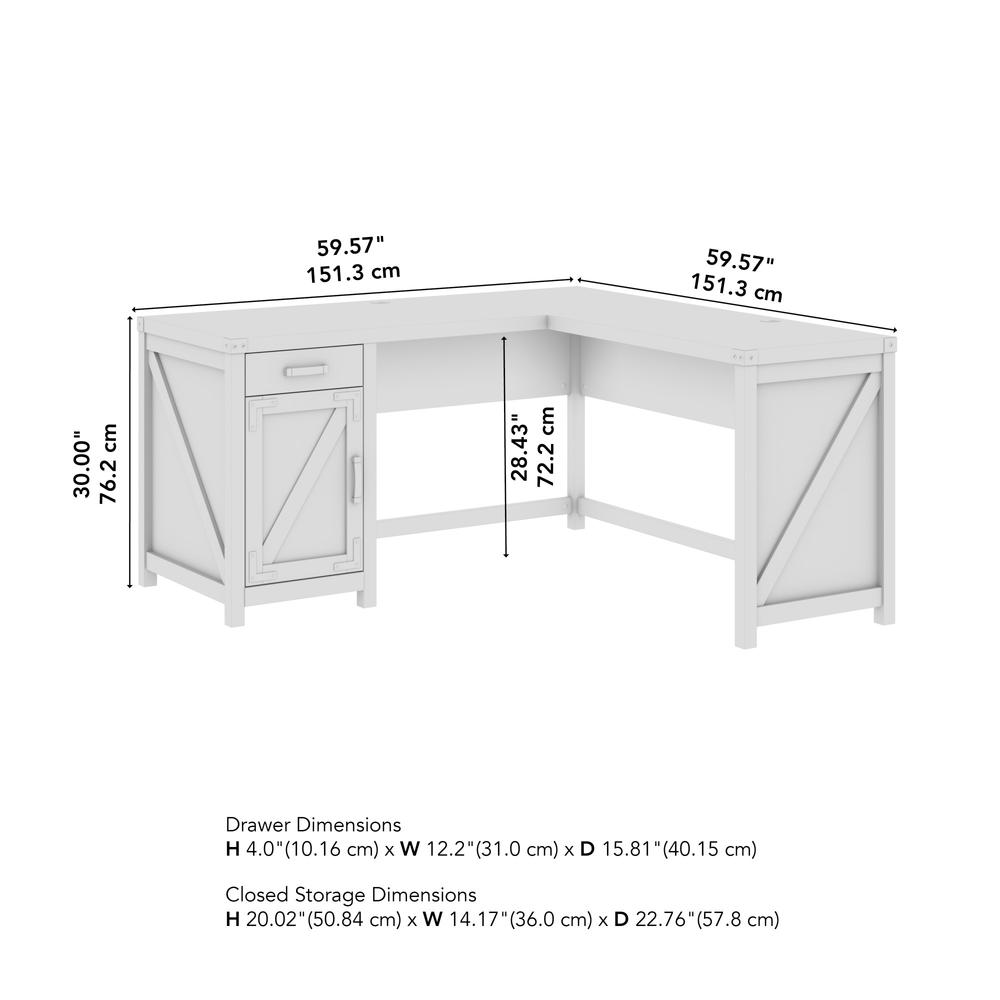 Knoxville 60W L Shaped Desk with Drawer and Storage Cabinet in Cottage White. Picture 6