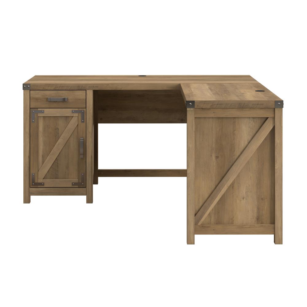 Knoxville 60W L Shaped Desk with Drawer and Storage Cabinet in Reclaimed Pine. Picture 2