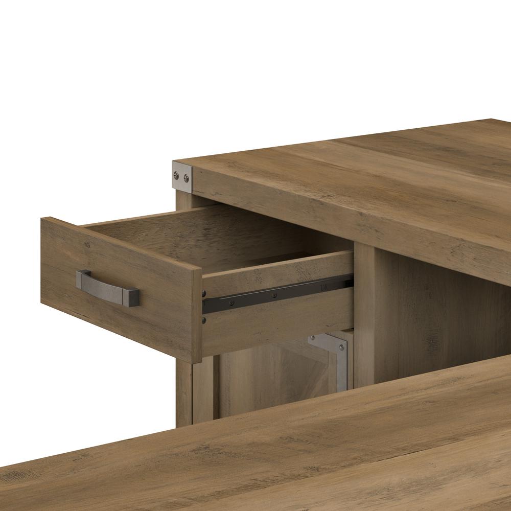 Knoxville 60W L Shaped Desk with Drawer and Storage Cabinet in Reclaimed Pine. Picture 8