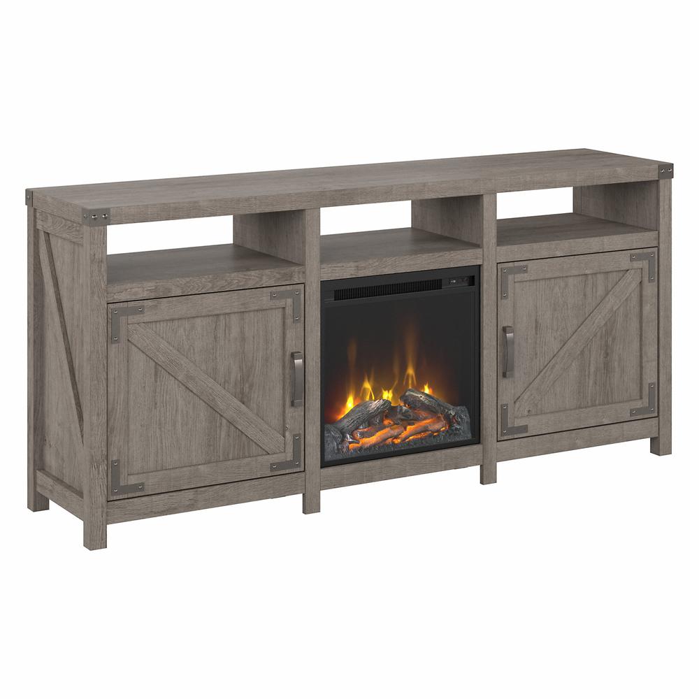 Bush Furniture Cottage Grove 65W Electric Fireplace TV Stand for 75 Inch TV, Restored Gray. Picture 1