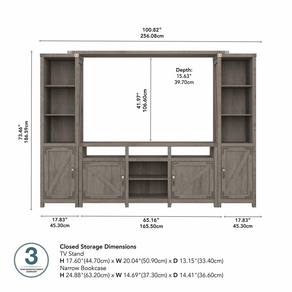 65W Farmhouse Entertainment Center with Shelves Restored Gray. Picture 5