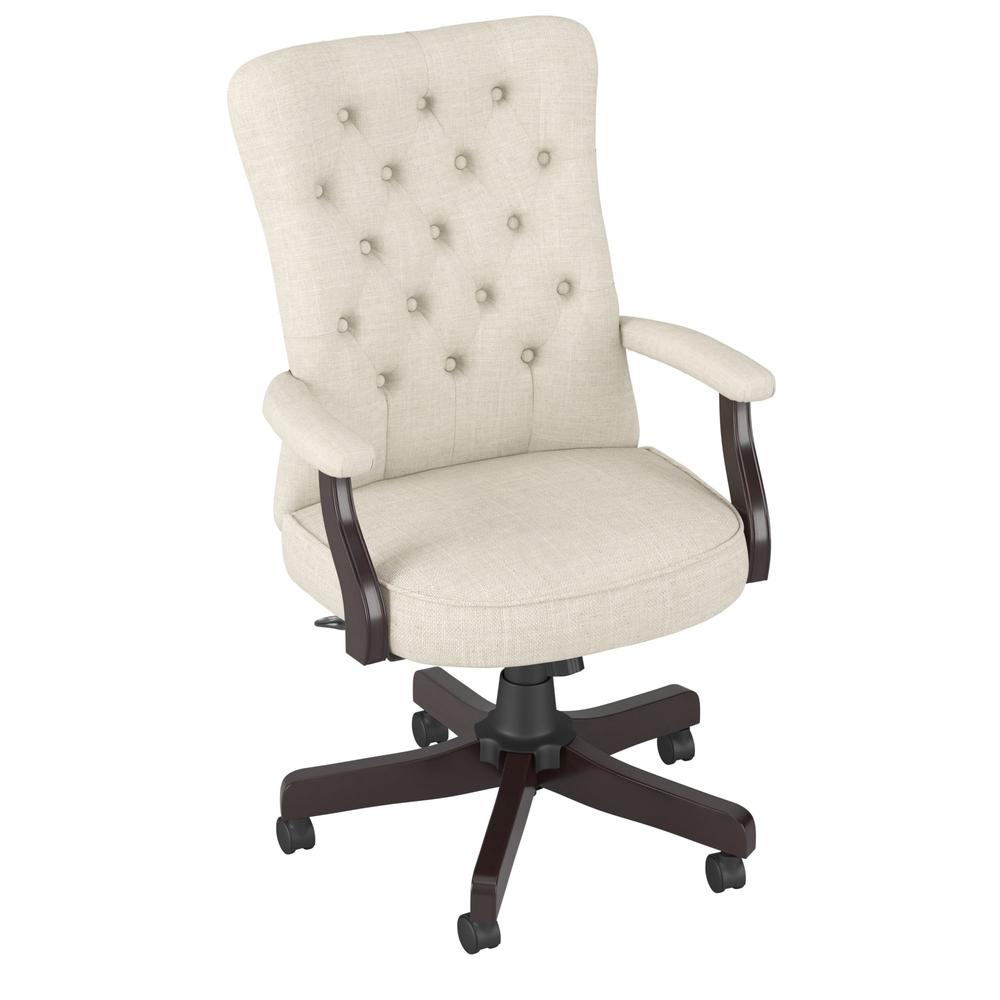 kathy ireland®  Cottage Grove High Back Tufted Office Chair with Arms - Cream Fabric. Picture 2