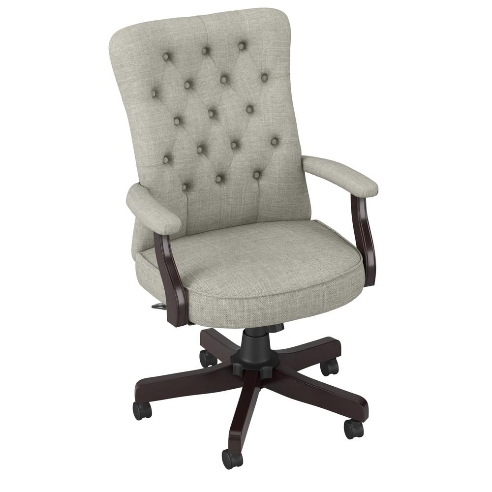 kathy ireland®  Cottage Grove High Back Tufted Office Chair with Arms - Light Gray. Picture 2