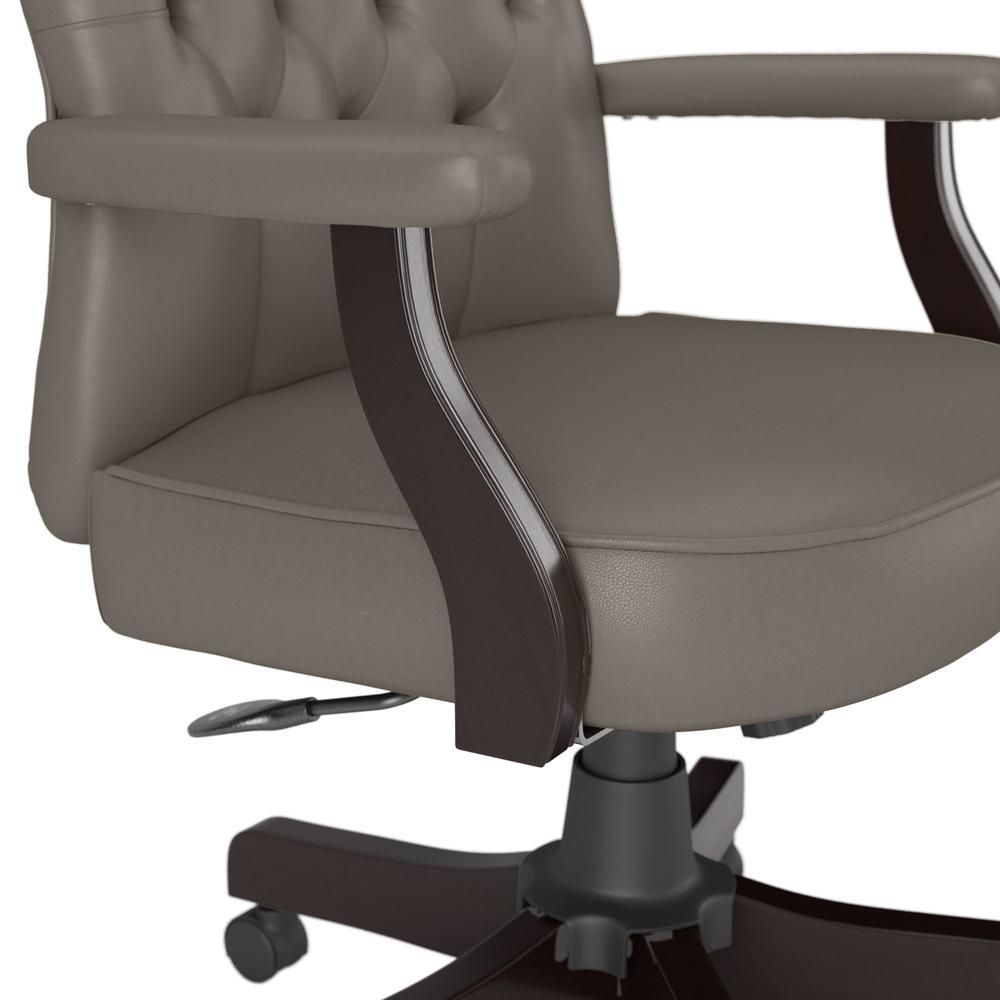 kathy ireland®  Cottage Grove High Back Tufted Office Chair with Arms - Washed Gray Leather. Picture 8