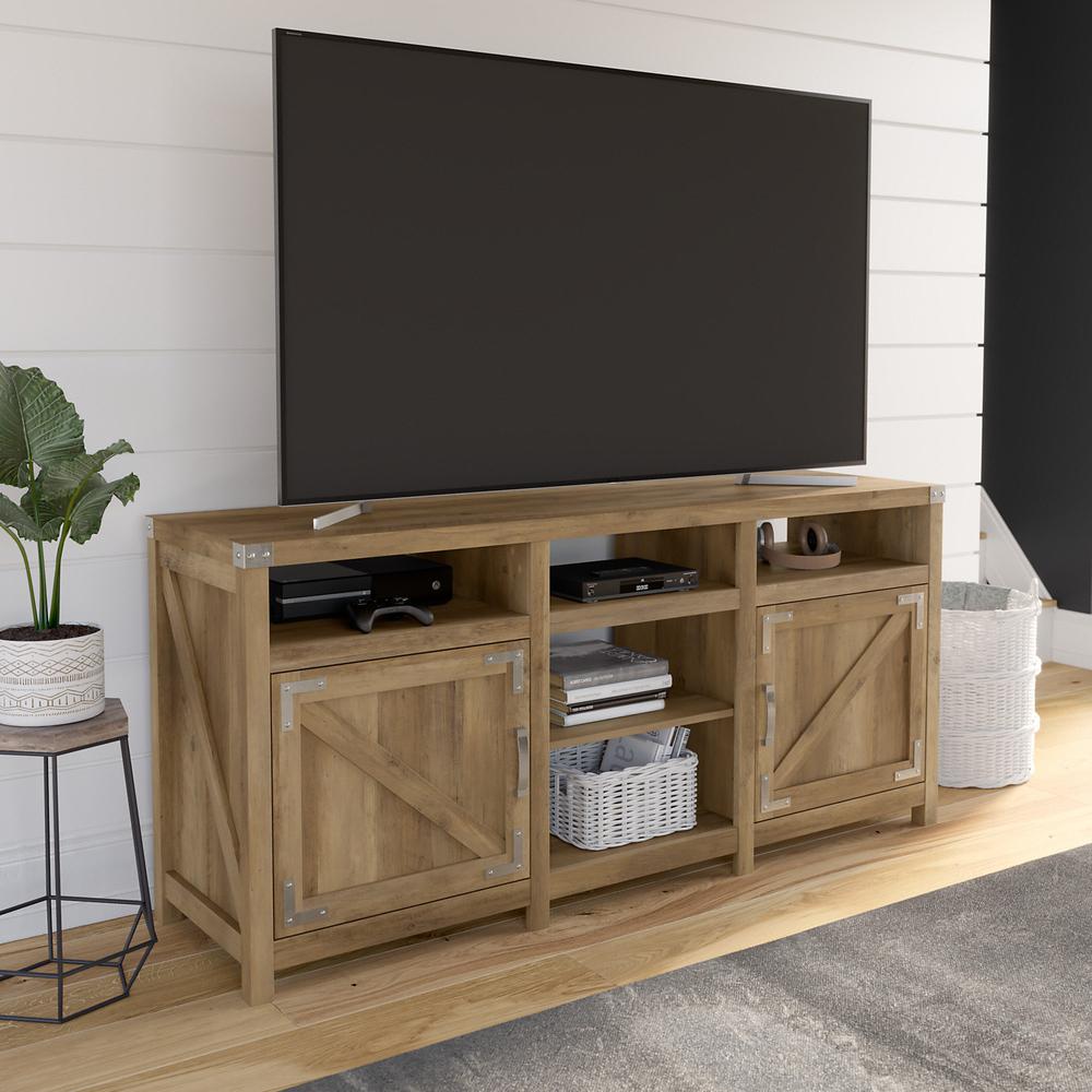 kathy ireland®  Cottage Grove 65W Farmhouse TV Stand for 70 Inch TV - Reclaimed Pine. Picture 2