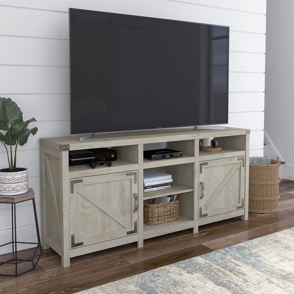 kathy ireland® Home by Bush Furniture Cottage Grove 65W Farmhouse TV Stand for 75 Inch TV, Cottage White. Picture 2