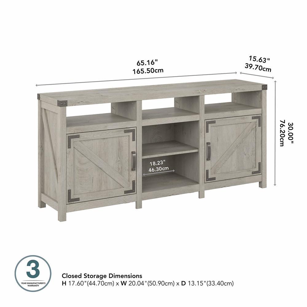 kathy ireland® Home by Bush Furniture Cottage Grove 65W Farmhouse TV Stand for 75 Inch TV, Cottage White. Picture 5