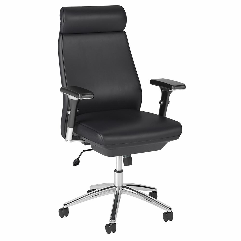 Studio C High Back Leather Executive Office Chair Black Leather. Picture 1