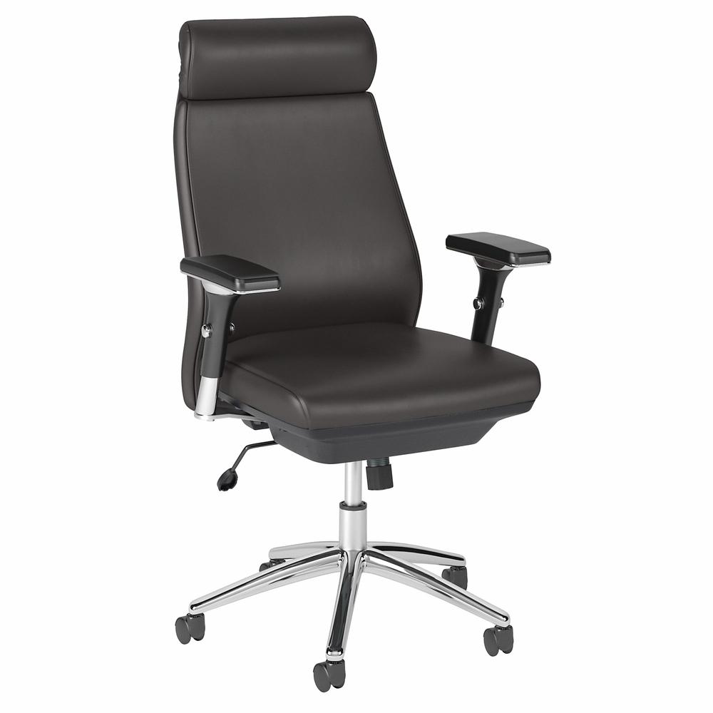 Bush Business Furniture Metropolis High Back Leather Executive Office Chair - Brown Leather. Picture 1