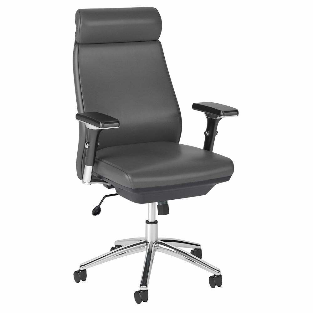Bush Business Furniture Metropolis High Back Leather Executive Office Chair - Dark Gray Leather. Picture 1