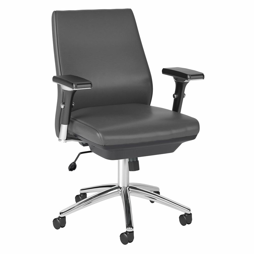 Bush Business Furniture Metropolis Mid Back Leather Executive Office Chair - Dark Gray Leather. Picture 1