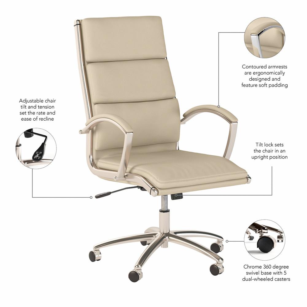 Bush Business Furniture Modelo High Back Leather Executive Office Chair - Antique White Leather. Picture 2