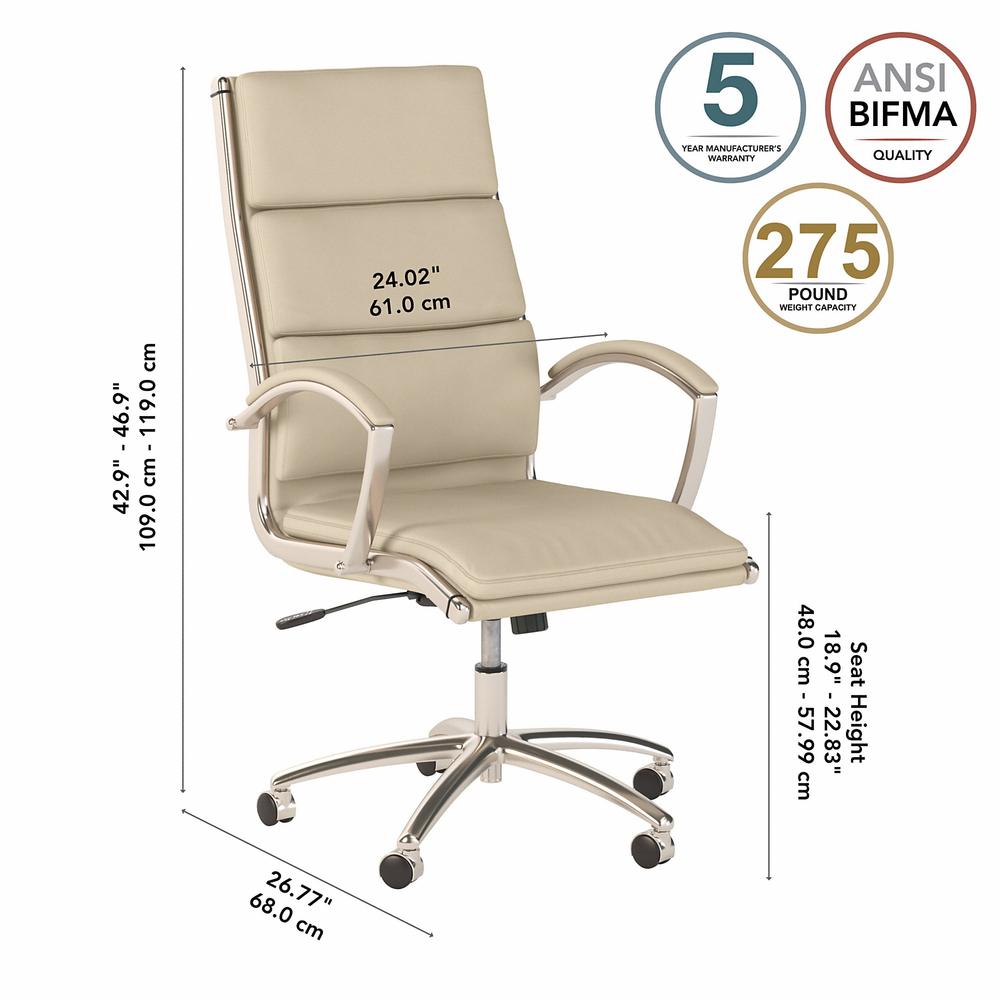 Bush Business Furniture Modelo High Back Leather Executive Office Chair - Antique White Leather. Picture 5